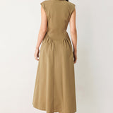 MOCHA MUSE WOVEN MIDI DRESS