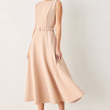 BLUSH HOUR WOVEN MIDI DRESS