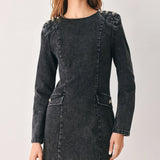 ONYX ACID-WASH DENIM MINI DRESS