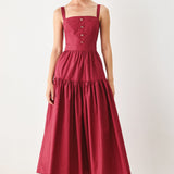 BERRY ROMANCE WOVEN MIDI DRESS
