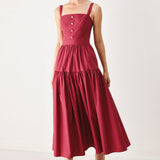 BERRY ROMANCE WOVEN MIDI DRESS