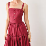BERRY ROMANCE WOVEN MIDI DRESS