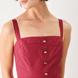 BERRY ROMANCE WOVEN MIDI DRESS