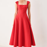 SCARLET ROMANCE WOVEN MIDI DRESS