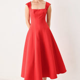 SCARLET ROMANCE WOVEN MIDI DRESS