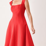 SCARLET ROMANCE WOVEN MIDI DRESS