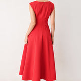 SCARLET ROMANCE WOVEN MIDI DRESS