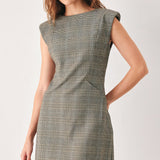 ACADEMY CHIC WOVEN PLAID MINI DRESS