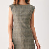 ACADEMY CHIC WOVEN PLAID MINI DRESS