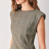 ACADEMY CHIC WOVEN PLAID MINI DRESS