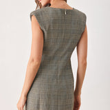 ACADEMY CHIC WOVEN PLAID MINI DRESS