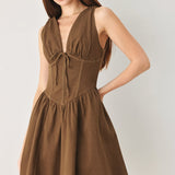 WALNUT ROMANCE WOVEN MINI DRESS