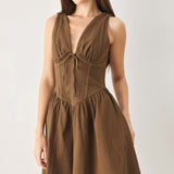 WALNUT ROMANCE WOVEN MINI DRESS