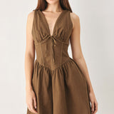 WALNUT ROMANCE WOVEN MINI DRESS