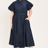 MIDNIGHT IN MANHATTAN DENIM MIDI DRESS
