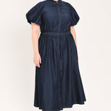 MIDNIGHT IN MANHATTAN DENIM MIDI DRESS