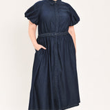 MIDNIGHT IN MANHATTAN DENIM MIDI DRESS