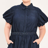 MIDNIGHT IN MANHATTAN DENIM MIDI DRESS
