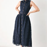 EVENING LACE CHAPTER WOVEN MIDI DRESS