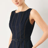 TAILORED STITCH DENIM MIDI DRESS