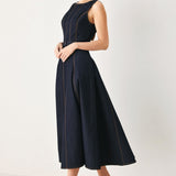 TAILORED STITCH DENIM MIDI DRESS