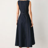 TAILORED STITCH DENIM MIDI DRESS
