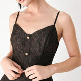 BUTTONED IN CHOCOLATE SWEETHEART MIDI DRESS