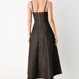 BUTTONED IN CHOCOLATE SWEETHEART MIDI DRESS