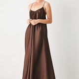 TRUFFLE DREAM WOVEN MIDI SLIP DRESS