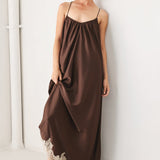TRUFFLE DREAM WOVEN MIDI SLIP DRESS