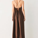TRUFFLE DREAM WOVEN MIDI SLIP DRESS