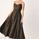 GOLDEN HOUR ROMANCE JACQUARD MIDI DRESS