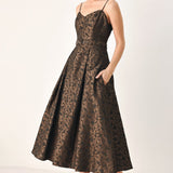 GOLDEN HOUR ROMANCE JACQUARD MIDI DRESS