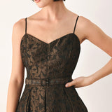 GOLDEN HOUR ROMANCE JACQUARD MIDI DRESS
