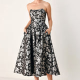 MIDNIGHT SPARKLE SWEETHEART MIDI DRESS