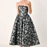 MIDNIGHT SPARKLE SWEETHEART MIDI DRESS