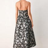 MIDNIGHT SPARKLE SWEETHEART MIDI DRESS