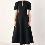 AFTER DARK ELEGANCE JEWELED MIDI DRESS