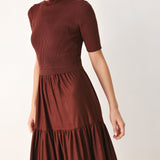 AUTUMN LOVE STORY TIERED MIDI DRESS