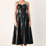 DRESSED TO THRILL FAUX LEATHER MIDI DRESS