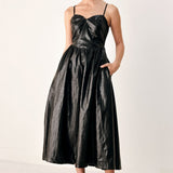 DRESSED TO THRILL FAUX LEATHER MIDI DRESS