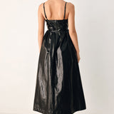DRESSED TO THRILL FAUX LEATHER MIDI DRESS