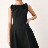 TIED TO TONIGHT BOW SHOULDER MIDI DRESS