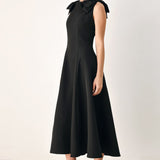 TIED TO TONIGHT BOW SHOULDER MIDI DRESS