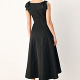 TIED TO TONIGHT BOW SHOULDER MIDI DRESS