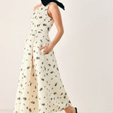 PERFECTLY POISED ONE SHOULDER BOW MIDI DRESS