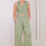 DRIFTING CURRENTS OLIVE WOVEN VEST