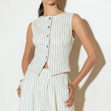 COFFEE RUN STRIPED WOVEN VEST