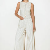 COFFEE RUN STRIPED WOVEN VEST