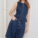 COFFEE PETAL DENIM VEST
